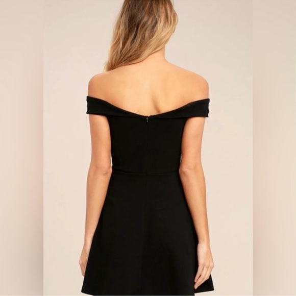 Lulu’s Season of Fun Black Off-the-Shoulder Skater Dress Women’s Size Small - Picture 3 of 13